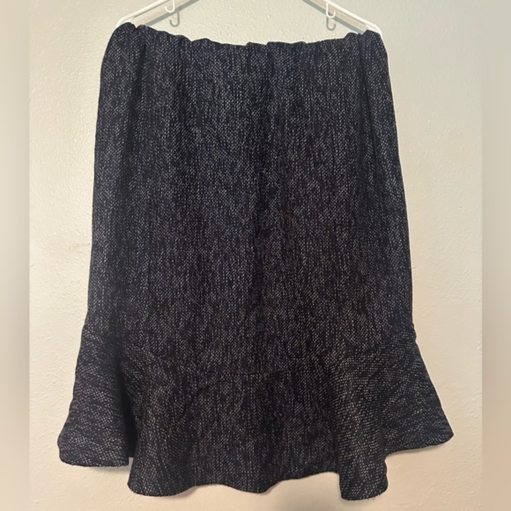 Anthropologie RO & DE Blue Tweed Audrey Midi Trumpet Skirt High Low Women’s XL
